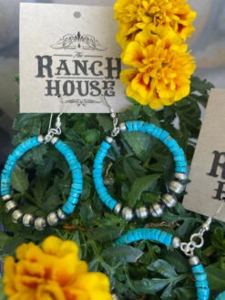 Navajo Pearls & Turquoise Western Sky Earrings