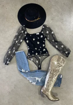 Galaxy Gold Knee High Boots By Liberty Black