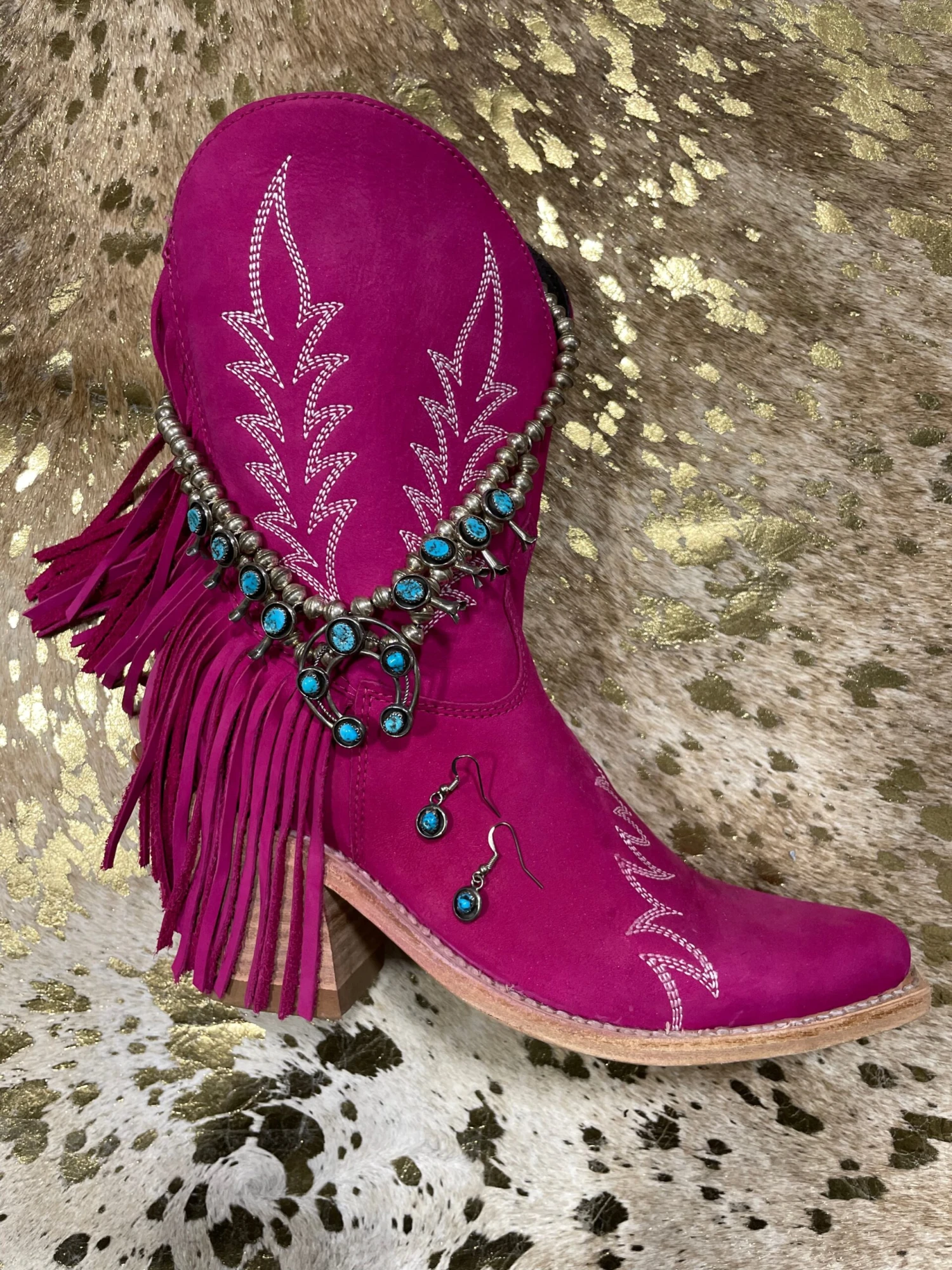 Turquoise Mini Squash Necklace And Earring Set