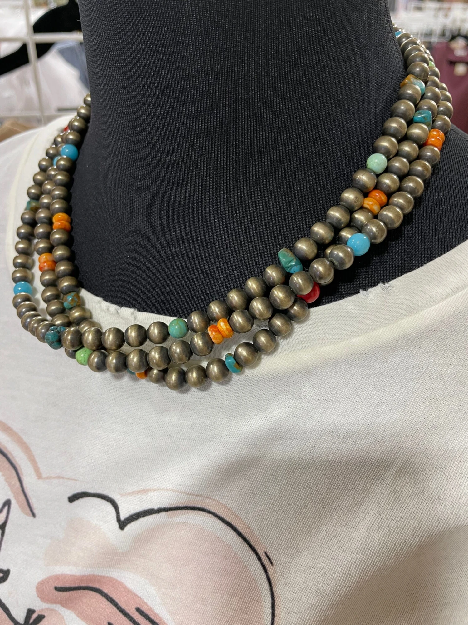 Turquoise And Navajo Pearls Necklace - Image 2